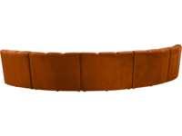 Canapé banquette incurvé en velours orange avec design capitonné pour bar, boîte de nuit, hôtel, restaurant, mobilier commercial