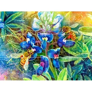 กระเบื้องเซรามิกติดผนังผนังกันน้ำมันกระเด็นลายดอกไอริสในสวนธรรมชาติ - Product Image 1