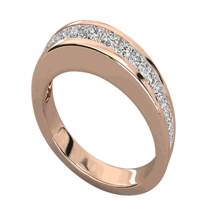 Anillo de Compromiso de Media Eternidad con Diamantes de Princesa para Ella - Product Image 2