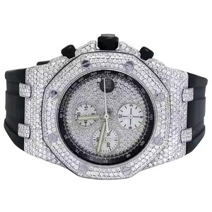 Reloj de Diamante Moissanita de Goma Negra Moderna, Suministro Directo de Fábrica, para Fiestas de Oficina y Uso Diario, Disponible para Exportación - Product Image 1