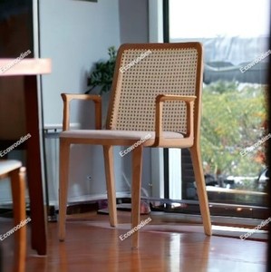 Barato estilo francés bambú ratán cómoda silla de café marco de madera diseño antiguo ratán trasero comedor césped silla con brazo - Product Image 4