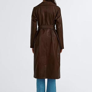 Manteau long en cuir pour femme, best-seller, haute qualité, vêtements d'hiver, design uni, sur mesure, manteaux longs en cuir pour femme - Product Image 2