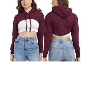Nouveau design 2025 Crop femmes sweat à capuche couleur unie respirant écologique pull à capuche décontracté avec Logo personnalisé BD - Product Image 4