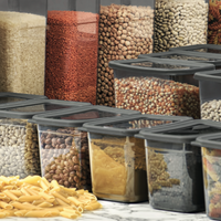 Ensemble de 12 contenants rectangulaires multifonctionnels en plastique pour épices, avec couvercles, sans BPA, 1,35 L, 2 L, 3,4 L, empilables, hermétiques, modernes