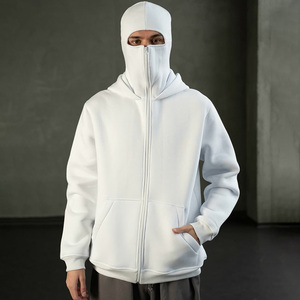 Sweat à capuche homme lourd 100% coton Streetwear couverture masquée cagoule intégrale fermeture éclair Ninja - Product Image 1