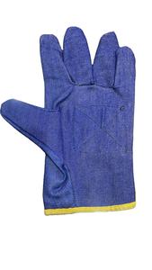 Guantes de trabajo de seguridad de mezclilla de algodón textil con palma de tela reforzada para una doble protección de seguridad - Product Image 4