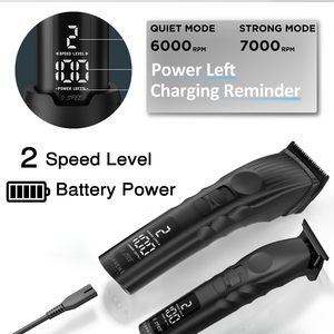 Tondeuse professionnelle sans fil 2-en-1 pour barbe et cheveux, 2 vitesses, avec écran LCD et lames amovibles (version US) - Product Image 4