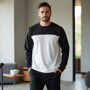 Men Crew Neck Long Sleeve T Shirt Custom White Black Summer Tee Shirt Men's <b>Drop</b> Shoulder Streetwear TShirt Men's - Product Image 5