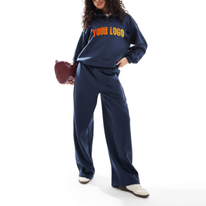 New Hot Selling <b>Tracksuit</b> For Women Solid 100% Cotton Material Breathable Custom Made Logo Printing Full Sleeves Hoodie Set - Product Image 6