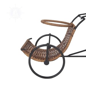 Soporte de vino de conductor de rickshaw de estilo náutico asiático, modelo de decoración del hogar de acero pintado a mano, regalo para uso doméstico - Product Image 6