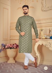 Robe de mariée traditionnelle indienne chemise bleue vêtements pour hommes haut tunique robe garçons kurta robe garçon vêtements bleu soie kurta chemise - Product Image 2