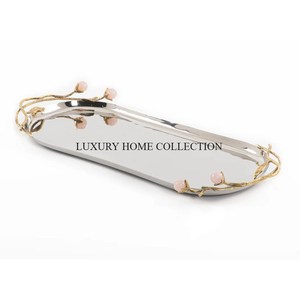 Plateau de service extra large en acier inoxydable avec surface polie au design élégant, parfait pour les repas formels et les événements haut de gamme - Product Image 2