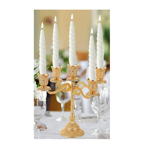 เชิงเทียนโลหะขัดเงา5แขนสำหรับตกแต่งงานแต่งงานและงานปาร์ตี้ดีไซน์ใหม่มีสไตล์สำหรับซัพพลายเออร์อินเดีย - Product Image 1