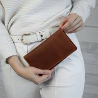 Dompet Lipat Kulit Asli Minimalis Vintage Desain Khusus 2024, Tempat Kartu Wanita Panjang Mewah Anti Maling