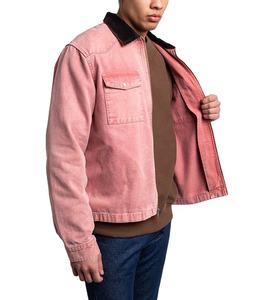 Veste de travail en toile 100% coton personnalisée avec doublure, surdimensionnée, lourde, à fermeture éclair, en denim, veste de travail en fourrure - Product Image 5