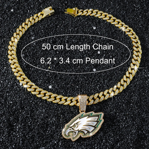 Chaîne cubaine plaquée argent et or de luxe personnalisée pour hommes Philadelphia Eagles Hip Hop entièrement sertie de diamants cultivés Leb - Product Image 6