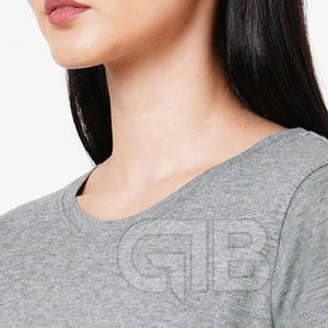 เสื้อยืดผู้หญิงผ้าคอตตอนระบายอากาศแห้งเร็วสีทึบฤดูร้อนเป็นมิตรกับสิ่งแวดล้อม - Product Image 6