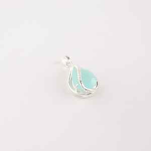 Aqua Chalcedony 925 Sterling Silver 14K Gold Plated Pear Pendant IGI Certified Unique Design Handmade Gemstone <b>Necklace</b> Elegant - Product Image 4