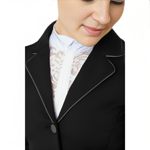 Chaqueta de equitación transpirable de calidad superior para mujer para ecuestre, ribete contrastante en la solapa y aberturas traseras para montar a caballo - Product Image 4