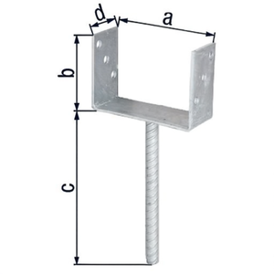 Support de poteau en U ETA-10/0210 91x100x200x60mm galvanisé à chaud avec ancrage en béton, acier pour clôtures et portails - Product Image 3