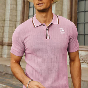 Camisetas Polo de punto con textura de hombre de calidad superior Camisetas Polo de contraste de color hechas con el mejor material al por mayor - Product Image 6