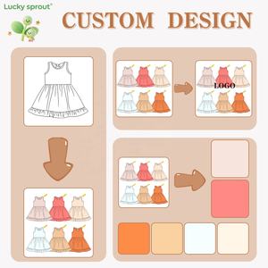 Gaun Anak Perempuan Musim Panas Baru Warna Solid Tanpa Lengan Gaun Santai Anak Perempuan Barat Gaun Anak Leher O - Product Image 3