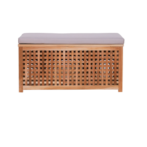 Boîte de rangement à linge en bois de teck de luxe avec coussin double fonctionnalité pour meubles de maison et de jardin - Product Image 5