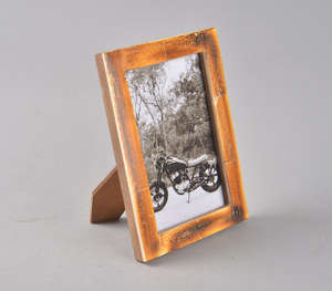 Handcrafted Mango Wood Picture <b>Frame</b> With Weathered Burnt Orange Finish Classic Beveled Edges Design Unique Desktop <b>Photo</b> - Product Image 2