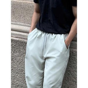 Pantalon baggy uni kaki, jambe droite, taille élastique, unisexe, beau, tissu cool, hommes et femmes - Product Image 4