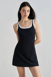 Vestido de tenis de golf con cuello en U de secado rápido para mujer con pantalones cortos incorporados, ropa deportiva cómoda transpirable - Product Image 2