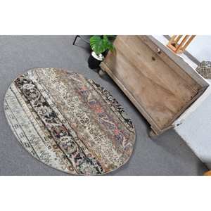 พรมขนแกะตุรกีสีเบจ4x4ft วินเทจแบบคลาสสิกงานปะติดพื้นที่ขนาดใหญ่งานเย็บปะติดแบบนามธรรมสี่เหลี่ยมสำหรับห้องวัยรุ่นห้องโถงน้ำยาง - Product Image 4