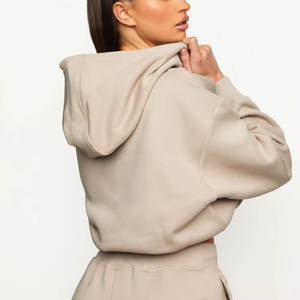 Ensemble de sweats à capuche courts pour femmes à épaules tombantes Ensemble de sweats à capuche courts en coton durable et anti-rétrécissement Casual Winters Cropped Hoodie - Product Image 5