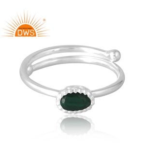 Anillo de piedras preciosas de malaquita Natural de Plata de Ley 925, joyería personalizada para mujer, regalo para ella - Product Image 3