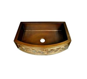 Customized Handmade Single Bowl Front W/Scroll Copper Kitchen Farmhouse <b>Faucet</b> Direct Manufacturer Supplier for Wholesale Orders - Product Image 2