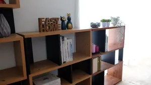 Living Room Furniture 3-Layer <b>Solid</b> <b>Wood</b> Metal Display <b>Bookcase</b> Bookshelf - Product Image 5