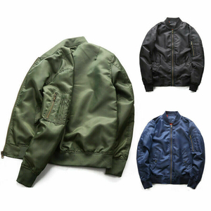 Wholesale Custom Winter Sports <b>Jacket</b> for Men 100% Satin Olive Color <b>Plus</b> <b>Size</b> Front Logo Print Bomber Zipper - Product Image 3