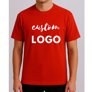 T-shirts unisexes pour hommes en coton 100% rouge décontracté avec impression numérique personnalisée, tissu jersey 180 grammes, logo sur le devant - Product Image 2