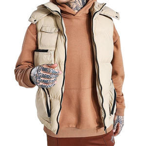 Chalecos Personalizados al por Mayor, Chaquetas Acolchadas con Capucha, Estilo Casual de Otoño, con Cierre y Múltiples Bolsillos, Chalecos de Poliéster Personalizados - Product Image 4