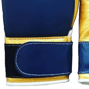 Gants de boxe professionnels en cuir doré marine avec fermeture velcro au poignet, pour l'entraînement et le sparring, pour hommes et femmes - Product Image 5