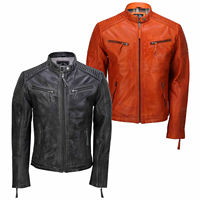 Blouson de moto en cuir de mouton pour homme, finition de haute qualité, coupe classique, imperméable, coupe-vent, respirant, avec rembourrage en coton et motif écossais