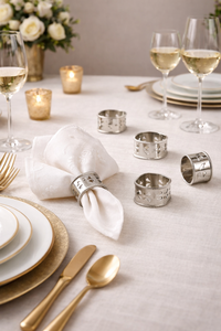 <b>Stainless</b> <b>steel</b> napkin rings Silver plated napkin rings Polished metal napkin holder Modern metal <b>table</b> accessories - Product Image 6