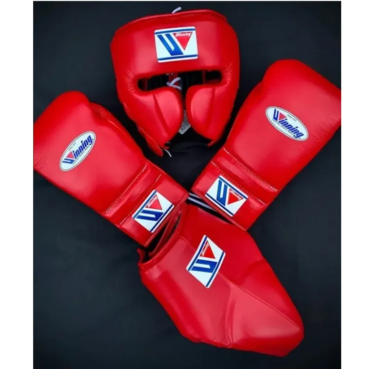 High Quality Custom Color Winning Boxing Sets Professional Punching Winning Boxing Gloves Head guard And Winning Groin Set