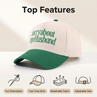 Casquette de baseball en coton à 5 panneaux bicolore avec lettre brodée 'Sorry My Husband' et visière courbée, pour la Saint-Valentin, vente en gros et personnalisable