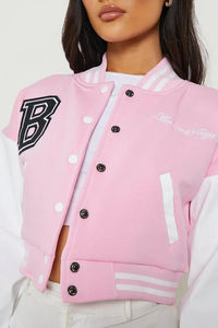 Veste universitaire unisexe tendance, coupe ample, col et poignets côtelés, manches contrastées, broderie personnalisée tendance, vêtements d'équipe scolaire - Product Image 4