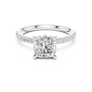 Bague design antique en or 14K avec bijoux en diamant sculptés de fleurs - Product Image 3