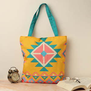 Vivid <b>Abstract</b> Cotton <b>Canvas</b> Tote Bags with Zipper Closure - Product Image 1
