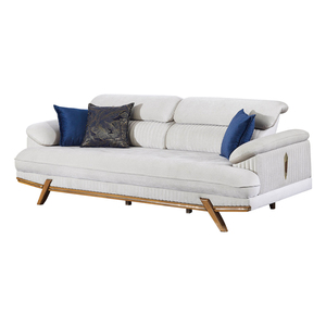 Modern Luxury Fabric Sofa Bed White Upholstered Living Room Couch with Wooden Legs Nordic Style Home Furniture Extendable Tufted - Product Image 4