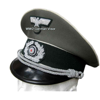 Casquette Kepi SS allemande de la Seconde Guerre mondiale, style caractéristique, bord incurvé, décontractée pour l'extérieur, 100 % laine, broderie à la main, toutes saisons