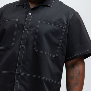 NUEVAS Camisetas de Manga Corta Negras 2026, Primavera, Tallas Grandes, Logotipo Personalizado, Cuello en V para Hombre, 100% Algodón Ecológico, Estilo Urbano, Camisetas con Contraste - Product Image 6