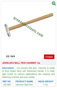 GS 969 1oz Bola de madera Pein Martillo Herramienta de joyería esencial para joyeros - Product Image 2